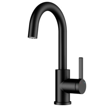 Imagem de Torneira de pia de barra de aço inoxidável, torneira versátil para banheiro e cozinha - Torneira de lavatório premium de manípulo único para uso interno e externo (Matte Black)