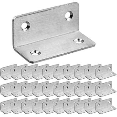 Imagem de Suporte de canto Slike, suporte de aço inoxidável resistente em L para móveis, junta de aço de canto para suporte de prateleira de ângulo direito canto para prateleiras, móveis e armários, extremidade redonda, 30Pcs-Corner Brace