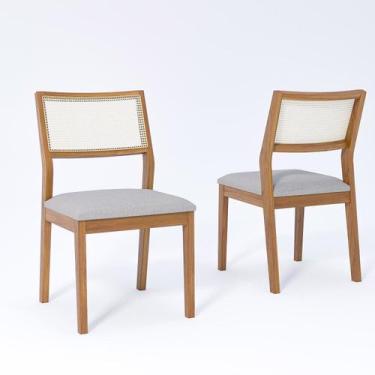 Imagem de Kit 2 Cadeiras Madeira Maciça Telinha e Estofado em Linho Bella - Cimo