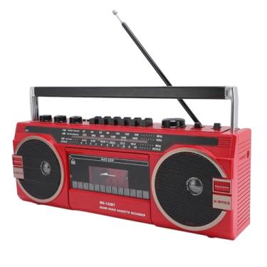 Imagem de Rádio AM FM portátil, rádio vintage portátil de ondas curtas com antena e chip BT, rádio retrô com alto-falante Bluetooth grande, entrada auxiliar para cartão TF USB, entrada AUX, para idosos (plugue