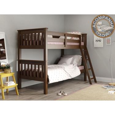 Imagem de Beliche 100% Madeira 721EA Castanho Acetinado Piratini + Colchão Gazin