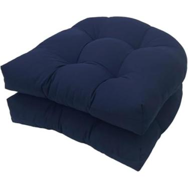 Imagem de Almofada Em Forma De U Almofada De Assento De Sofá Para Uso Interno E Externo Almofada De Cadeira De Vime De Vime Para Móveis De Pátio, Navy Blue, 2 pack (48 * 48cm)