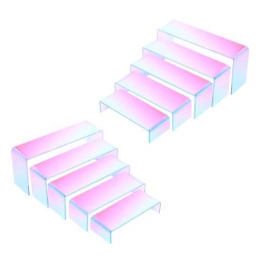 Imagem de SHUNKAIZS Suportes De Exposição Iridescentes Artesanais, Pacote Com 10 Unidades, Suporte Prateleira Acrílico Durável Para Varejo, Retangular Colorido Perfumes, Joias, Bolsas, Clutch, Boneco Colecion