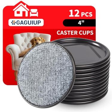 Imagem de GAGUIUP Rodízios Redondos De 4" Para Móveis Com Base Carpete, Deslizadores Reutilizáveis Pisos Madeira, Almofadas Feltro Móveis, Bases Proteger Cerâmica Ou Laminados Contra Arranhões, Marrom/Cinza (