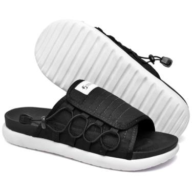 Imagem de Chinelo Slide Masculino com Solado Branco Confortável, Estiloso e Antiderrapante (Preto, BR, Adulto, Numérico, 38)