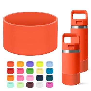 Imagem de Mokoart Bota de silicone compatível com garrafa de água YETI Kids de 340 g e garrafa Rambler de 510 g, protetor inferior de manga antiderrapante acessórios para YETI Rambler 12/510.3 g (mamão)