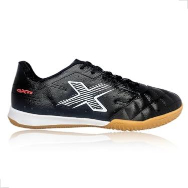 Imagem de Chuteira Futsal OXN Rio Solado PVC Antiderrapante Cabedal Sintético Palmilha EVA Confortável Resistente Indoor Quadra Futebol de Salão Profissional Adulto Masculino Feminino Cadarço (Preto, BR, Adulto, Numérico, 40)