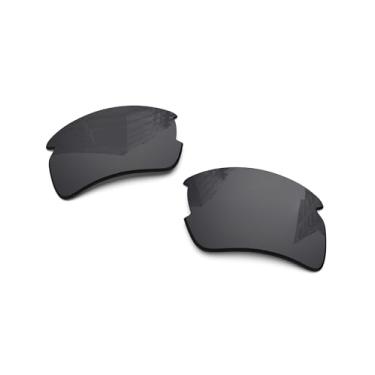 Imagem de Lentes de reposição polarizadas de 1,6 mm para óculos de sol Oakley Flak 2.0 XL OO9188 59 mm, proteção UV, lente espelhada escura, peças de reparo e kit (preto escuro)