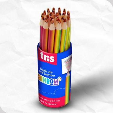 Imagem de Pote Lápis de Cor Macio Lavável Tris Rainbow Jumbo 24 Unidades Escolar