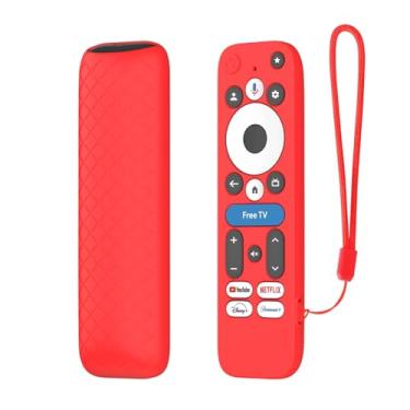 Imagem de LEFXMOPHY Capa de silicone para dispositivo de streaming onn Google TV 4K Pro (2024) Android TV Box capa protetora remota - vermelha