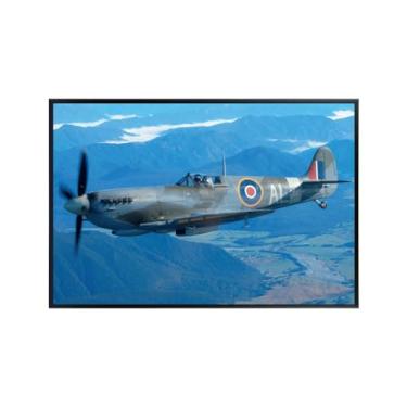 Imagem de Blessed Posters Pôster Supermarine Spitfire Aviação Militar Arte de Parede Impressão Avião Segunda Guerra Mundial Presente Piloto