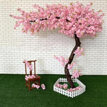 Imagem de DIHRVTHC Árvore de cerejeira artificial com flores de seda rosa densa – deslumbrante árvore Sakura falsa para criar atmosfera romântica em casa, casamento ou festa (1,5 x 1,1 m)