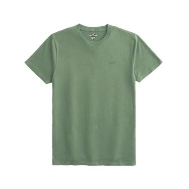 Imagem de Camiseta Verde Militar 100% Algodão Hollister Ícone Bordado