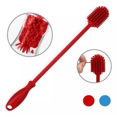 Imagem de Escova De Lavar Garrafa Mamadeira Copo Taça Silicone Pratico - Minymix