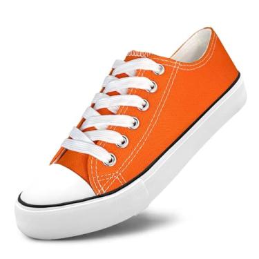 Imagem de Tênis unissex de lona casual de cano baixo com cadarço para mulheres e homens, confortável, leve, clássico, moderno, popular 2024, Zapatillas Casual De Lona De Moda para Hombre Y Mujer, Laranja, 38/39