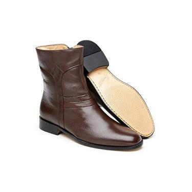 Imagem de Bota Masculina Jacometti Coturno Couro Lisa Dia a Dia Café 42