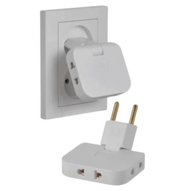 Imagem de Adaptador Benjamin T Articulado 3 Saídas 10A – Tomada Slim Tripla Compacta, Segura, Resistente e Ideal para Casa, Escritório e Viagens-Branco