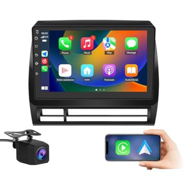 Imagem de Rádio veicular Android 13 compatível com Toyota Tacoma 2005-2015 com CarPlay Android Auto sem fio, estéreo de 9 polegadas com GPS/FM/WiFi/USB/SWC com câmera de reserva de 2 GB + 32 GB
