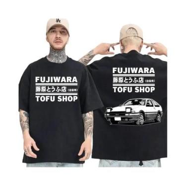 Imagem de Camiseta Unissex Dupla Face Anime Drift AE86 Initial D Com Gola Redond