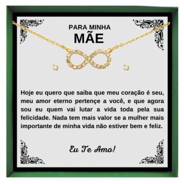 Imagem de Presente Dia Das Mães Colar Pingente Infinito Dourado + Dedicatória - 