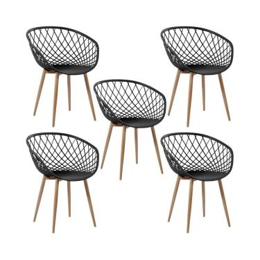 Imagem de Kit 5 Cadeiras Clarice Nest Wood Com Apoio de Braço Preto