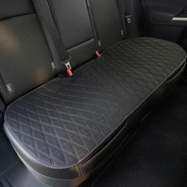 Imagem de Capa universal preta de linho falso para assento de carro traseiro tamanho M - protetor de banco para a maioria dos veículos, carros, caminhões, SUV - Tapete de almofada de assento traseiro traseiro