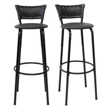 Imagem de Kit 2 Banqueta Bancos 80cm Balcão Americana Bar Bancada Cozinha Gourme