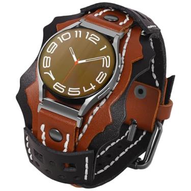 Imagem de VIQIV Pulseira de couro feminina compatível com Samsung Galaxy Watch 7/6/5/4/FE Active 2 de 40 mm e 44 mm/Watch 4 6 Classic de 43 mm, 47 mm, 42 mm e 46 mm/Watch 5 Pro de 45 mm, pulseira feminina de