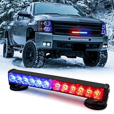 Imagem de FOXCID Barra de luz intermitente com 12 LEDs de aviso de perigo de emergência, bateria sem fio com base magnética e plugue recarregável para farol de segurança no telhado, veículos, caminhões de