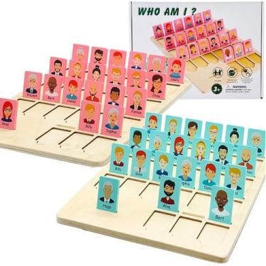 Imagem de Jogo de tabuleiro Guess Who Am I Guessing Game Wooden Kids 3-8 Anos - 