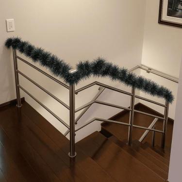 Imagem de Festão Verde Nevado Natalino 17cm x 5m  Enfeite Luxo para Decoração de