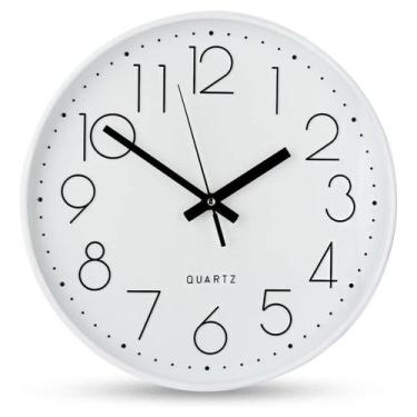 Imagem de Relógio de Parede Redondo Decorativo Grande 30cm Ponteiro Silencioso Q