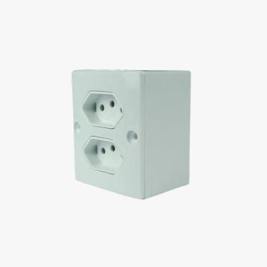 Imagem de Conjunto Tomada Dupla NBR Sobrepor Milleniun Mec Tronic 10A 39146 - Me
