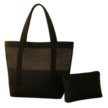 Imagem de Bolsa De Praia Feminina Impermeável Verão 2024 Summer Praia Piscina Grande com Nécessaire(Preto)