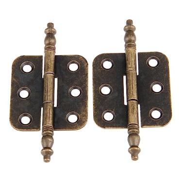 Imagem de 4 peças de cabeça de coroa de ferro bronze antigo de 35 x 70 mm, dobradiças com 6 furos para caixa de ferramentas de madeira vintage, armários e acessórios de móveis