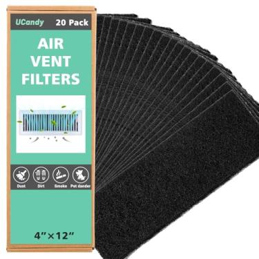 Imagem de UCandy Filtros de ventilação de carbono ativado de 10 x 30 cm para casa, pacote com 20 filtros de ventilação de chão, filtros de registro de piso, filtro de ventilação de carvão
