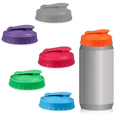 Imagem de 6 peças de tampa de lata de refrigerante, tampas de silicone reutilizáveis, tampas protetoras para todas as latas padrão, tampa de lata de suco, tampa de lata para pop cerveja, bebida (cor sortida)