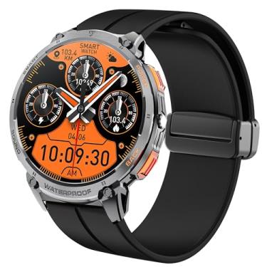 Imagem de Lamshaw Compatível com pulseiras de relógio inteligente militar Mingwear, pulseiras de substituição de silicone macio compatíveis com relógio inteligente militar Mingwear K68 de 4,7 cm (preta