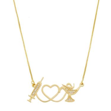 Imagem de Colar Seringa Enfermagem Enfermeira Zircônias Em Banhado