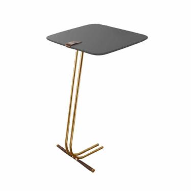 Imagem de Mesa De Apoio Bandeja Concreto Base Dourada