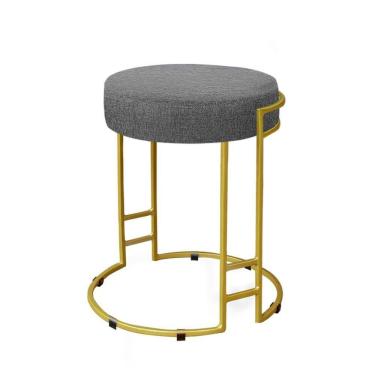 Imagem de Puff Decorativo Sarah Sala E Recepção Metal Dourado Linho