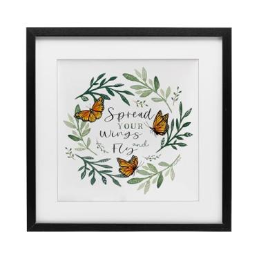 Imagem de Stupell Industries Spread Your Wings Butterflies Impressão emoldurada preta sob vidro, design por Elizabeth Tyndall, 13 x 13