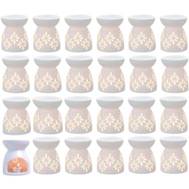 Imagem de Kit 24 Difusor Rechaud de Porcelana Para Óleos Essenciais e Wax Melts Branco