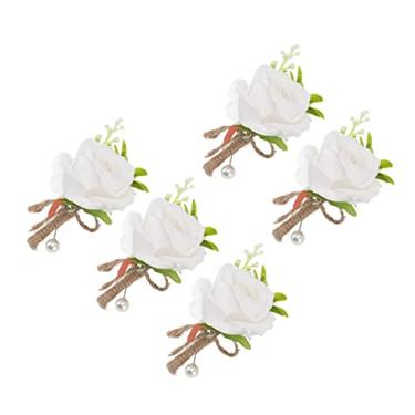 Imagem de Tnfeeon Rosa Boutonniere, Elegante Corpete de Flores Artificiais para Terno de Noivo, Rosas de Casamento de Seda Leves de 2,6 Onças, Perfeito para Casamentos, Formaturas e Eventos Formais, Conjunto