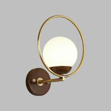 Imagem de Luminária de parede de madeira maciça e cobre arandela moderna com fio para cabeceira luminária de leitura de cama simples (estilo 1)