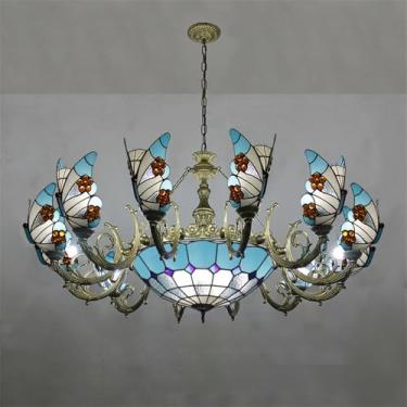 Imagem de Lustre contemporâneo de luxo com borboletas, LED, estilo americano criativo, para sala de estar, restaurante, quarto, villa, hotel, café, bar, karaokê ou clube. Luminária pendente de vidro c