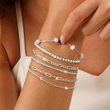 Imagem de Pulseiras femininas prateadas douradas, enfeite de punho refinado, pacote de presente de joias premium para outono, moda feminina, outono, moda, country, concerto, roupa de moda, moda, Medium, Latão