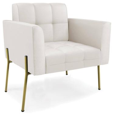 Imagem de Poltrona Para Sala Pés Metálicos Dourado Ana Sintético Bege - Ibiza