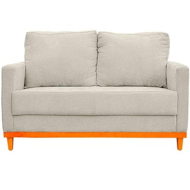 Imagem de Sofa Berlim 2 Lugares Base De Madeira Tecido Impermeavel Bege Cru