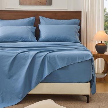 Imagem de Bedlifes Lençóis de linho 100% francês California King Size 45,7-61 cm com bolso extra profundo conjunto de 4 peças respiráveis e absorventes de umidade, lençóis macios e duráveis para colchões